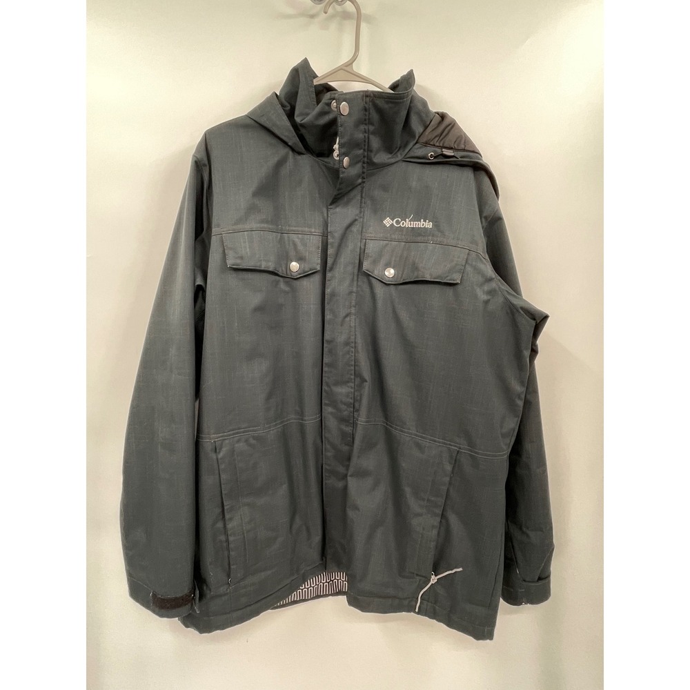Columbia Large Interchange Jacket Mens Black Thermal Coil Hooded Utility Coat
